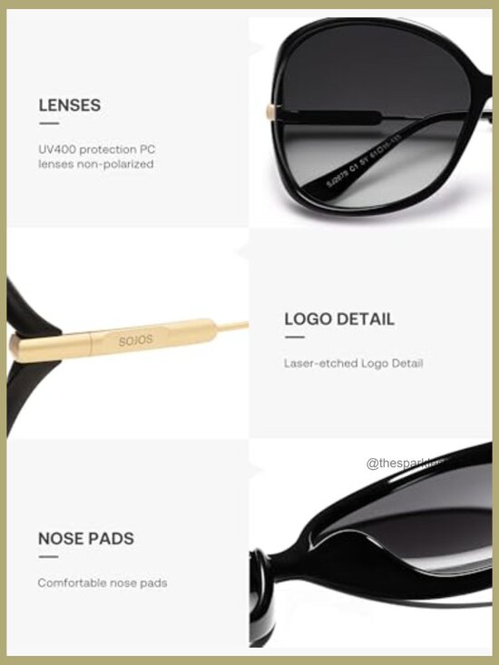 Oversized Butterfly Sunglasses with Gold Arms UV Protection main image 6